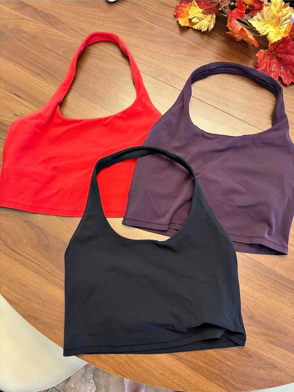 Athleta halter tops- red black and maroon